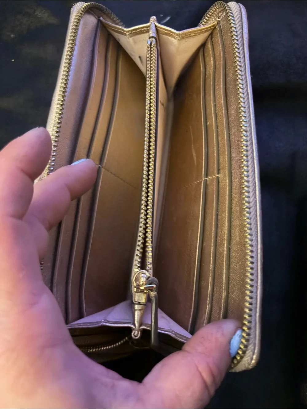 Quilted Tory Burch Metallic Gold Women’s Zip around wallet